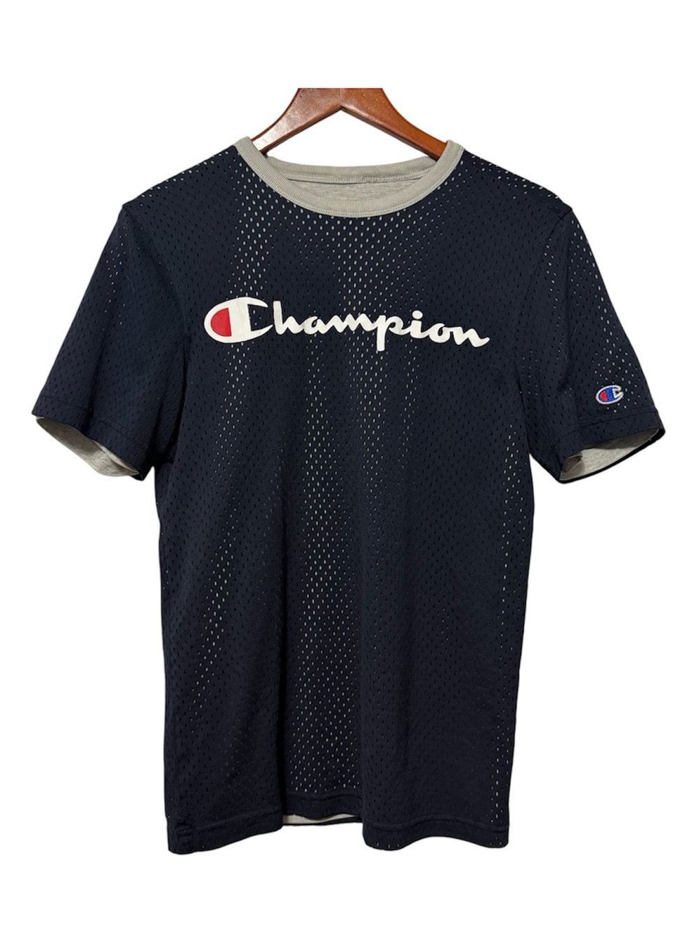 VTG Champion Double Dry Reversible Mesh Jersey Tee Shirt Navy Men’s Size Small